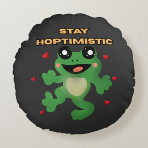 Bleib Hoptimistisch Süßer Frosch Wortwitz Lustiger Rundes Kissen