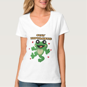 Bleib Hoptimistisch Süßer Frosch Wortwitz Lustiger T-Shirt