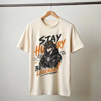 Bleib hungrig, jage mehr Wolf Grafik T-Shirt |