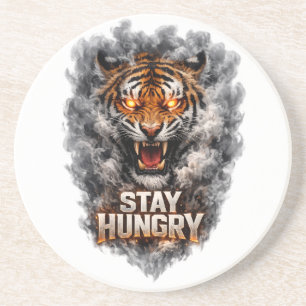 Bleib hungrig Tiger Motivationsdesign Getränkeuntersetzer