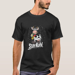 Bleib Kuhl Lustige Kuh auf Schneebrett Winter Desi T-Shirt