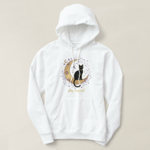 Bleib Magisch Schwarze Katze Mond Himmlische Hexer Hoodie