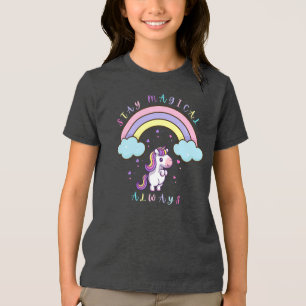 Bleib Magisch – Süßes Einhorn & Regenbogen Design Tri-Blend Shirt