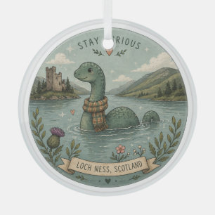 Bleib neugierig gemütlich Kryptid Nessie Loch Ness Ornament Aus Glas