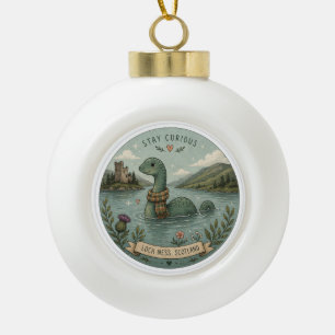 Bleib neugierig gemütliches Kryptiden Nessie Loch  Keramik Kugel-Ornament