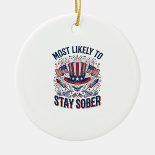 Bleib Nüchtern Patriotisches Vintage-Feuerwerk-Shi Keramik Ornament