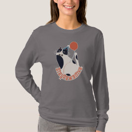 Bleib Pawsitiv Damen Langarm Tuxedo Katze T-Shirt