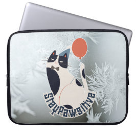 Bleib Pawsitiv Katzenillustration Moderne 15 Zoll Laptopschutzhülle