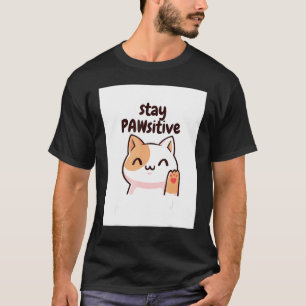 Bleib Pawsitiv Katzenwitz T-Shirt