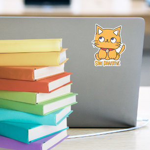 Bleib Pawsitiv Lustige Katzen-Cartoon Laptop Noteb Aufkleber