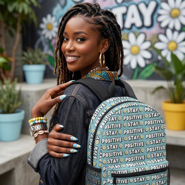 Bleib positiv bedruckter rucksack (Von Creator hochgeladen)