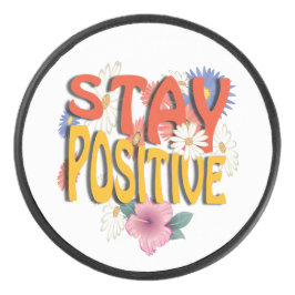 Bleib Positiv – Blumige Motivation  Eishockey Puck
