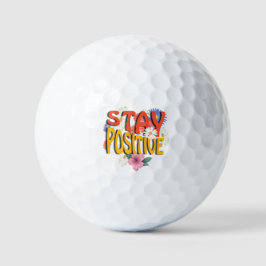 Bleib Positiv – Blumiges Motivations-Design  Golfball