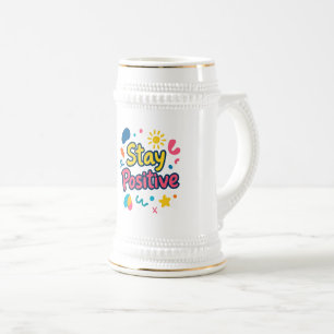 Bleib Positiv Bunter Aufkleber Bierglas
