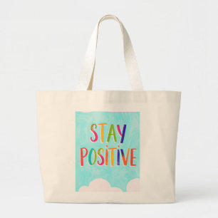 Bleib positiv Motivationszitat gemalt Jumbo Stoffbeutel