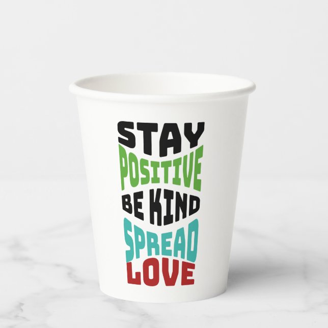 Bleib positiv pappbecher (Vorderseite)