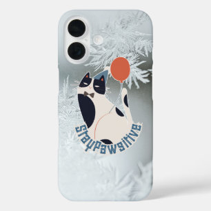 Bleib positiv Tuxedo-Katze Illustration iPhone 16 Hülle