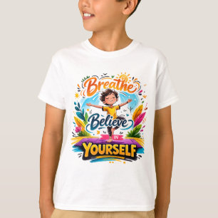 Bleib positiv Yoga-Zitat Buntes Meditationsdesign T-Shirt