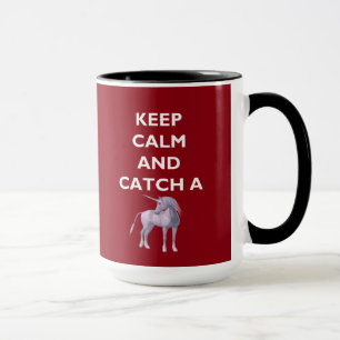 Bleib ruhig, fang ein Einhorn Weiße Schrift, Retro Tasse