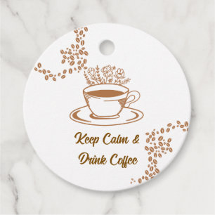 Bleib ruhig, trinke Kaffee Runde Florale Karte Geschenkanhänger
