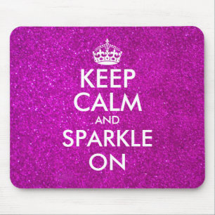 Bleib ruhig und funkel auf rosa-glitter-mauspad mousepad