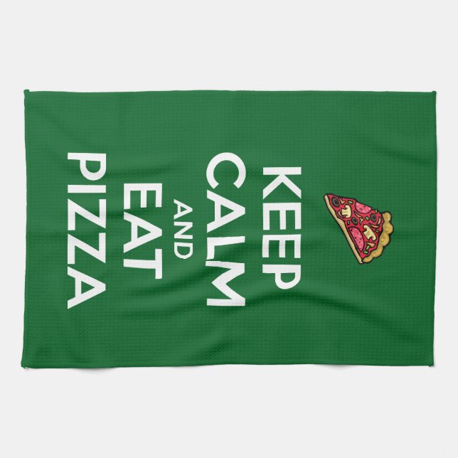 Bleib ruhig und iss Pizza 2 Geschirrtuch (Horizontal)