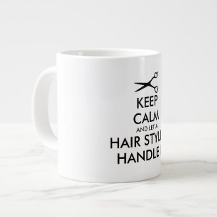 Bleib ruhig und lass einen Friseur das lustig erle Jumbo-Tasse