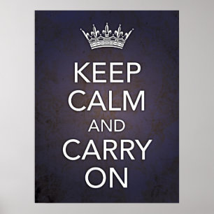 Bleib ruhig und mach weiter Blaudruck Poster