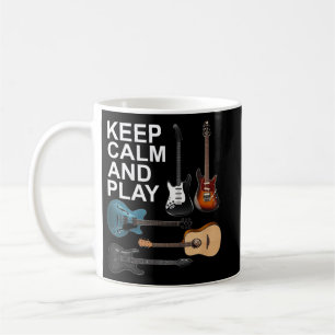 Bleib ruhig und spiel akustische Bass-Elektrogitar Kaffeetasse