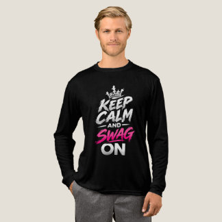 Bleib ruhig und Swag On Parodie Trend-Zitat Tri-Blend Shirt