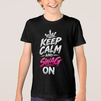 Bleib ruhig und Swag On Parodie Trend-Zitat Tri-Blend Shirt