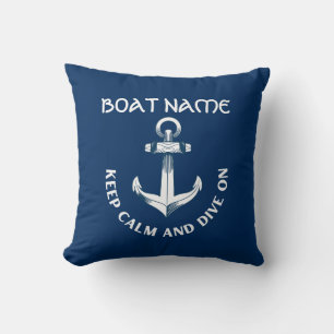 Bleib ruhig und tauche weiter, Anker Marineblau Kissen