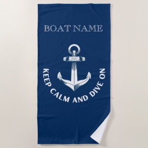 Bleib ruhig und tauche weiter, Anker Marineblau  Strandtuch