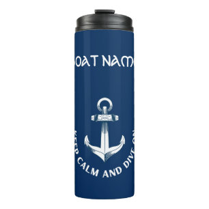 Bleib ruhig und tauche weiter, Anker Marineblau Thermosbecher
