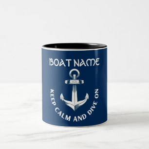 Bleib ruhig und tauche weiter, Anker Marineblau  Zweifarbige Tasse