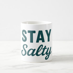 Bleib Salzig Türkis Küstenleben Ozean Grafik Surfe Kaffeetasse