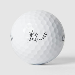 Bleib scharf Bleistiftumriss Witz Geschenk Golfball