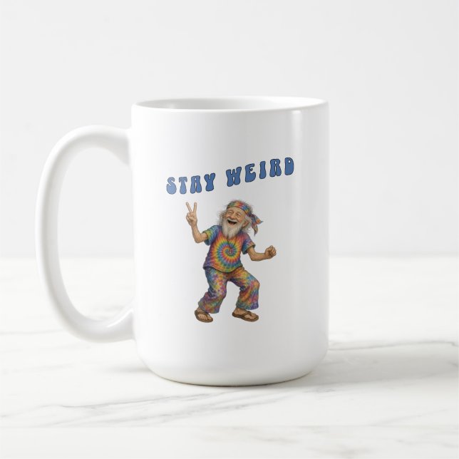 Bleib seltsam, alte Mann Tie Dye Kaffeetasse (Links)