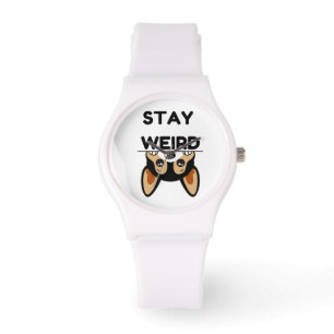 Bleib seltsam lustiger Boston Terrier Cartoon Hund Armbanduhr
