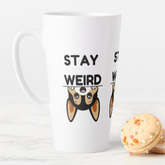 Bleib seltsam lustiger Boston Terrier Cartoon Hund Milchtasse