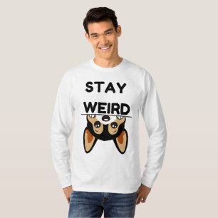 Bleib seltsam lustiger Boston Terrier Cartoon Hund T-Shirt