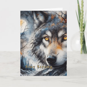 Bleib Stark Christliche Wolf-Karte   Editierbar Karte