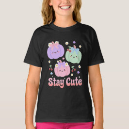 Bleib süß Pastell-Kürbisse Bogen Gänseblümchen Kir T-Shirt