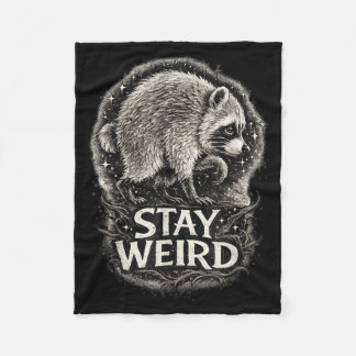 Bleib verrückt lustiger Waschbär-Wald-Humor-Tier Fleecedecke