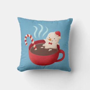 Bleib warm Schneemann in heißer Kakao-Weihnachtszi Kissen
