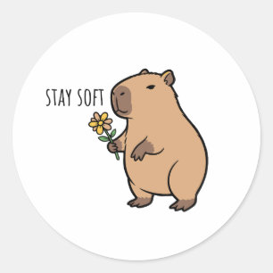 Bleib weich Capybara Illustration Tier Runder Aufkleber