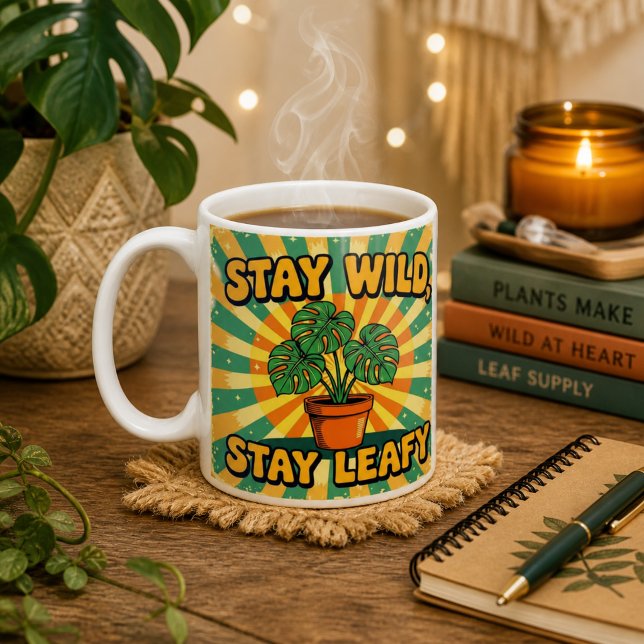 Bleib wild, blättrig, süß, botanischer Kaffeebeche Kaffeetasse (Von Creator hochgeladen)