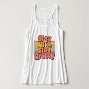 Bleib wild, bleib groovy Retro 70er Sonnenuntergan Tank Top