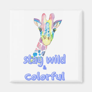 Bleib wild & bunt – Süße bunte Giraffe Wasserfarbe Magnet