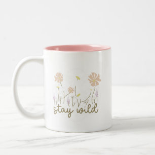 Bleib wild, florale, weiche, minimalistische Inspi Zweifarbige Tasse
